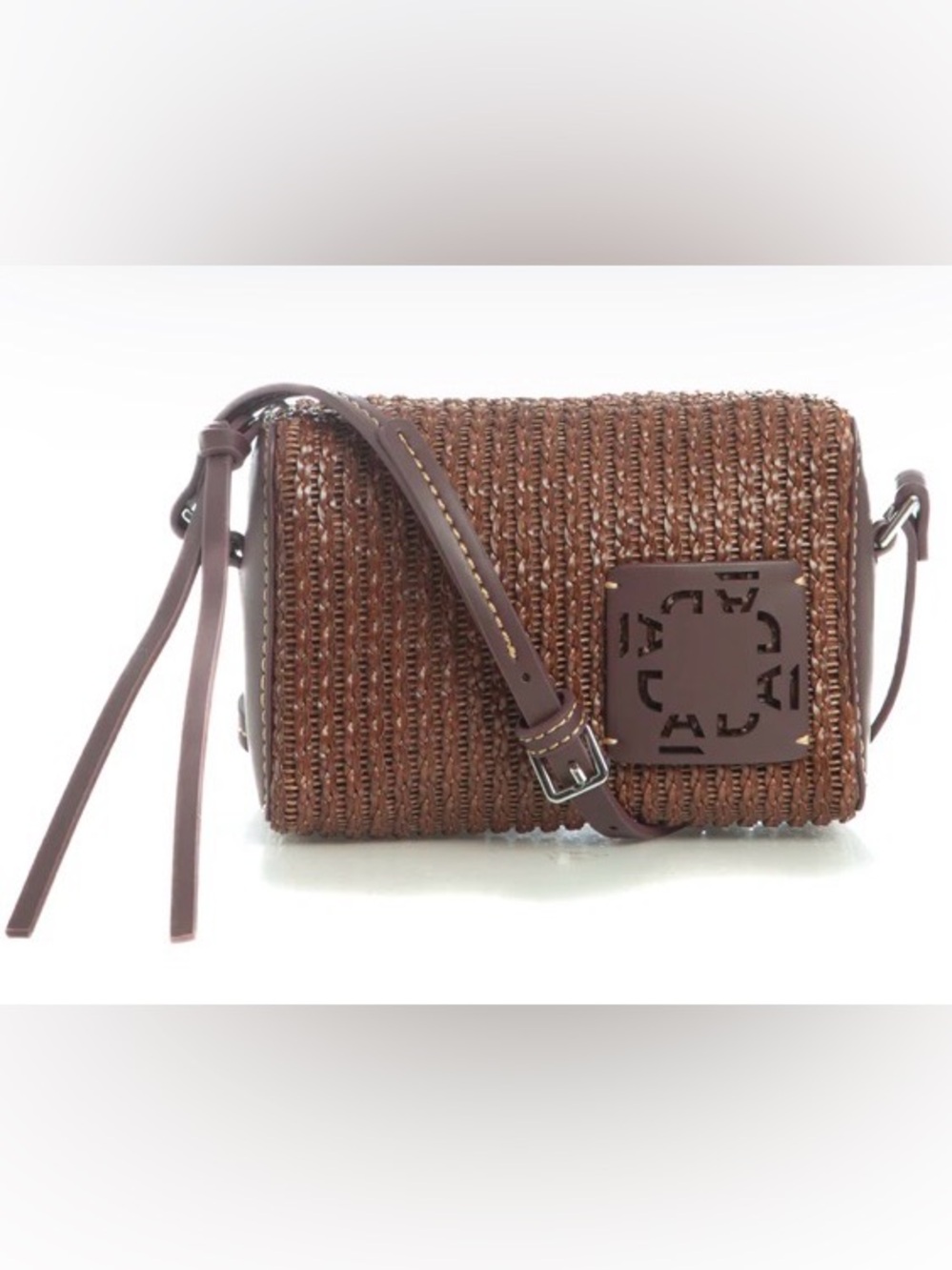ALDOFO DOMINGUEZ Brown Woven Crossbody Square Purse